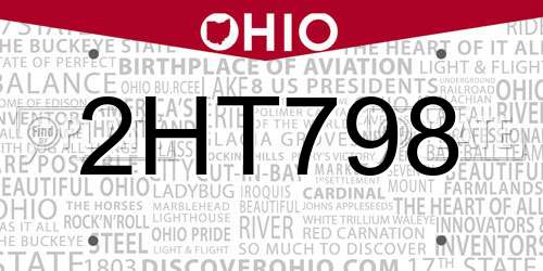 2HT798 Ohio License Plate