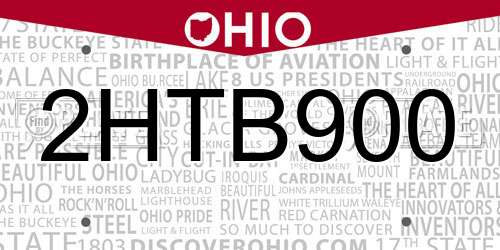 2HTB900 Ohio License Plate