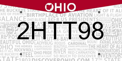 2HTT98 Ohio License Plate