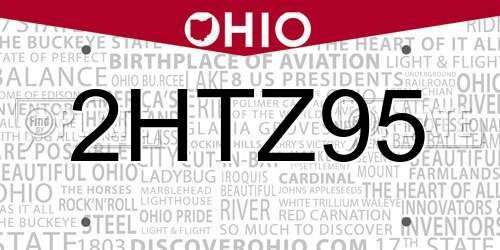 2HTZ95 Ohio License Plate