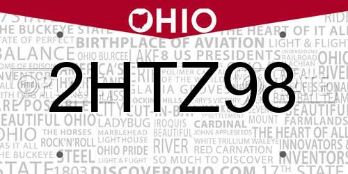 2HTZ98 Ohio License Plate