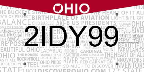 2IDY99 Ohio License Plate
