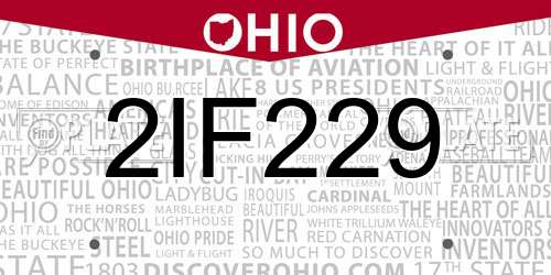 2IF229 Ohio License Plate