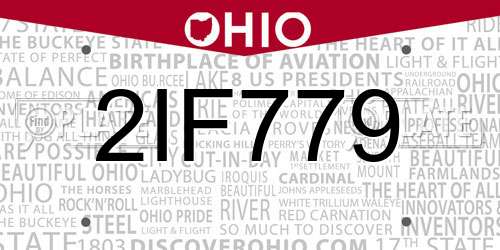 2IF779 Ohio License Plate