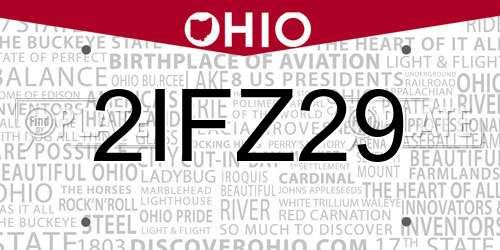 2IFZ29 Ohio License Plate