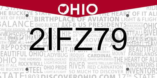 2IFZ79 Ohio License Plate