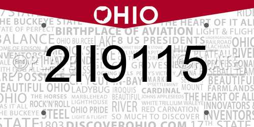 2II9115 Ohio License Plate