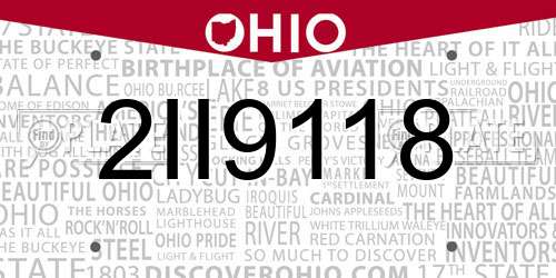 2II9118 Ohio License Plate