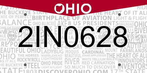 2IN0628 Ohio License Plate