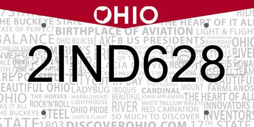 2IND628 Ohio License Plate