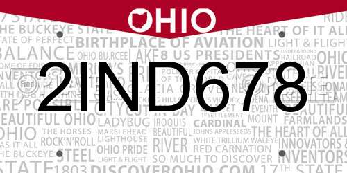 2IND678 Ohio License Plate