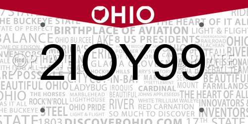 2IOY99 Ohio License Plate