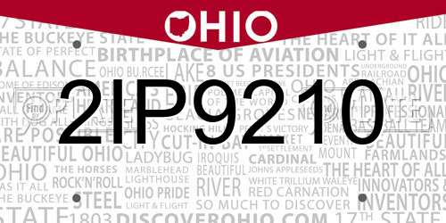 2IP9210 Ohio License Plate