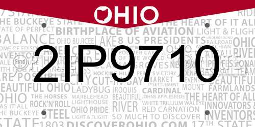 2IP9710 Ohio License Plate