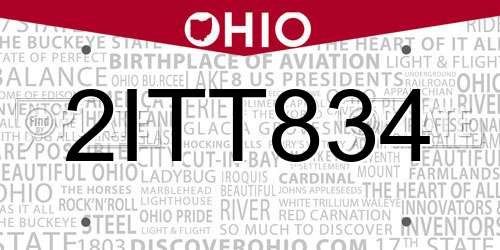 2ITT834 Ohio License Plate
