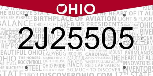 2J25505 Ohio License Plate