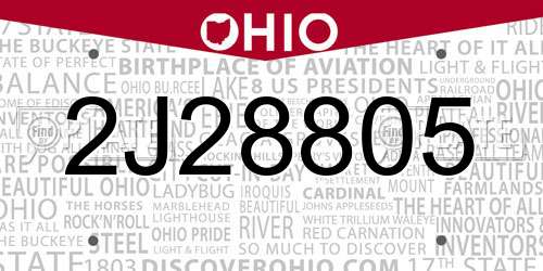 2J28805 Ohio License Plate