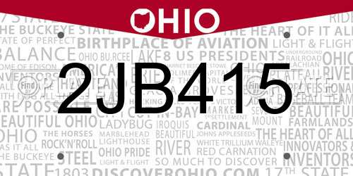 2JB415 Ohio License Plate
