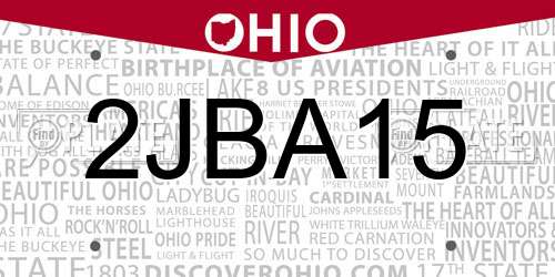 2JBA15 Ohio License Plate
