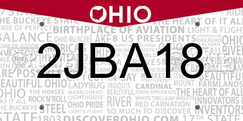 2JBA18 Ohio License Plate