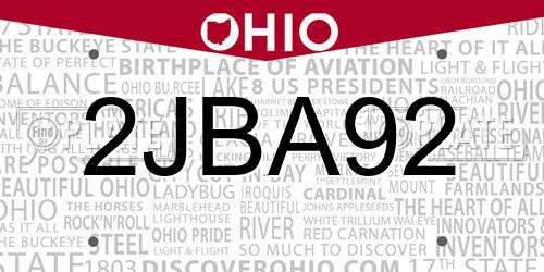 2JBA92 Ohio License Plate