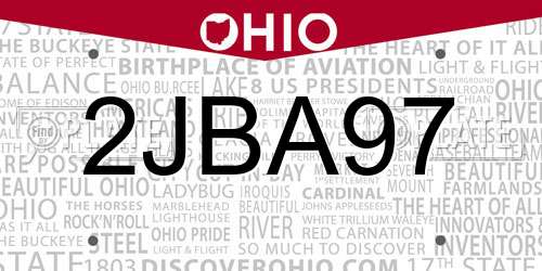 2JBA97 Ohio License Plate