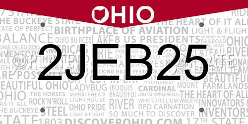 2JEB25 Ohio License Plate