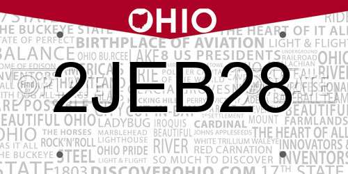 2JEB28 Ohio License Plate