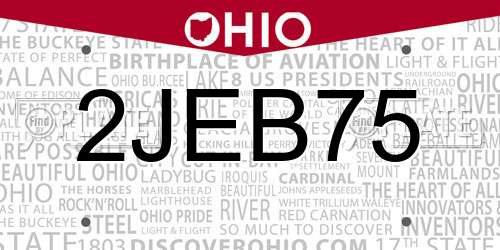 2JEB75 Ohio License Plate
