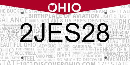 2JES28 Ohio License Plate