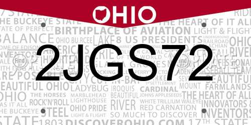 2JGS72 Ohio License Plate