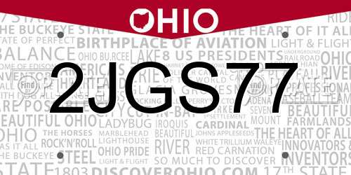 2JGS77 Ohio License Plate