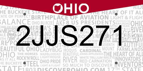 2JJS271 Ohio License Plate