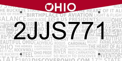 2JJS771 Ohio License Plate