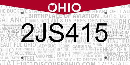 2JS415 Ohio License Plate