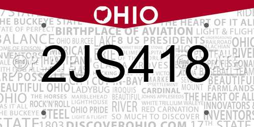 2JS418 Ohio License Plate
