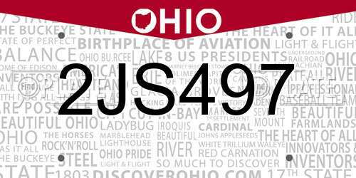2JS497 Ohio License Plate