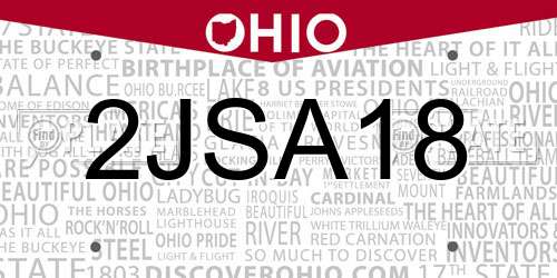 2JSA18 Ohio License Plate