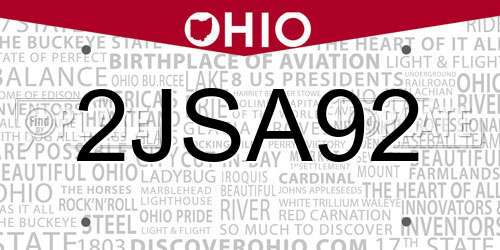 2JSA92 Ohio License Plate