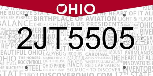 2JT5505 Ohio License Plate