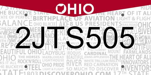 2JTS505 Ohio License Plate