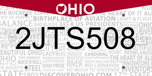 2JTS508 Ohio License Plate