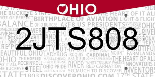 2JTS808 Ohio License Plate