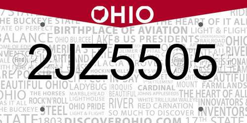 2JZ5505 Ohio License Plate