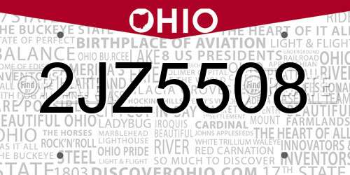2JZ5508 Ohio License Plate
