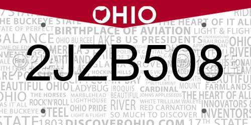 2JZB508 Ohio License Plate