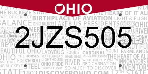 2JZS505 Ohio License Plate
