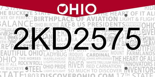 2KD2575 Ohio License Plate