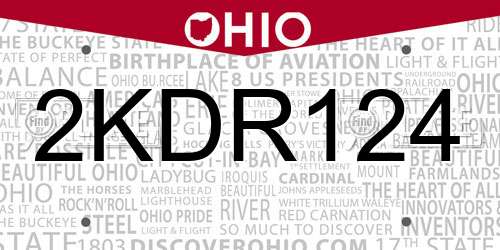 2KDR124 Ohio License Plate