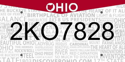 2KO7828 Ohio License Plate